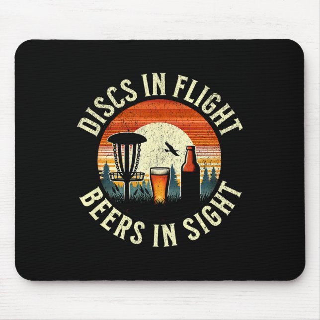 Beer Disc Golf Sunset - Discs In Flight - Frolf  Mouse Pad (Front)