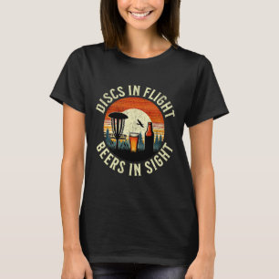 Beer Disc Golf Sunset - Discs In Flight - Frolf T-Shirt