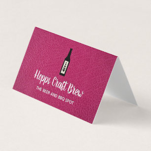 Beer Distillery Liquor Store Hot Pink Leather Business Card