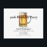 Beer Draught Man's 50th Birthday Party  Postcard<br><div class="desc">Beer Draught.  Black text.  Invitation.  50th Birthday party invitation.</div>