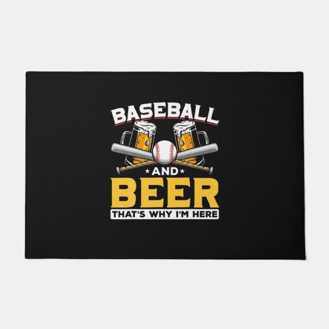 Beer Drinker Baseball Beer Humor Birthday Doormat (Front)