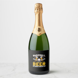 Beer Drinker Baseball Beer Humor Birthday Sparkling Wine Label