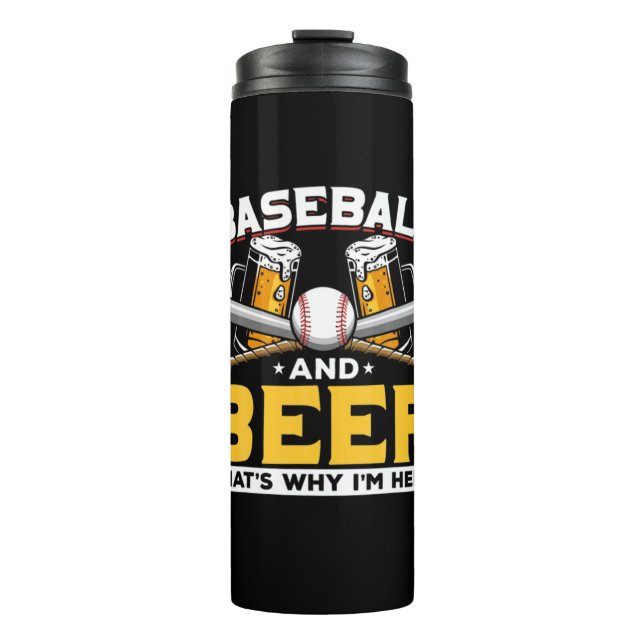 Beer Drinker Baseball Beer Humor Birthday Thermal Tumbler (Front)