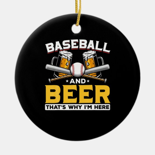 Beer Drinker Baseball Beer Humour Birthday Ceramic Tree Decoration (Front)