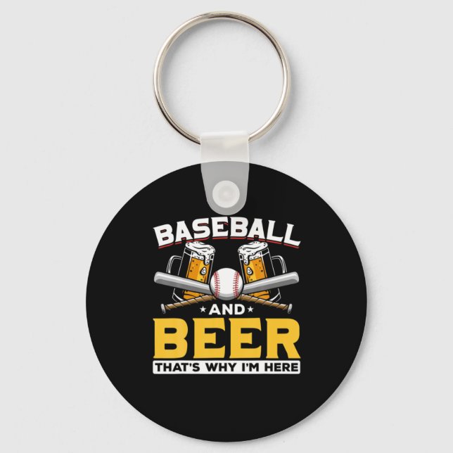 Beer Drinker Baseball Beer Humour Birthday Key Ring (Front)