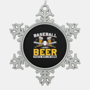 Beer Drinker Baseball Beer Humour Birthday Snowflake Pewter Christmas Ornament