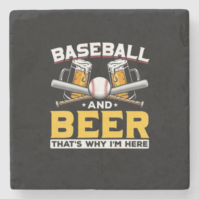 Beer Drinker Baseball Beer Humour Birthday Stone Coaster (Front)