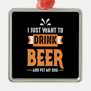 Beer Drinker Beer and Dog Metal Tree Decoration