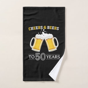 Beer Drinker Cheers and Beers to 50 Years Birthday Hand Towel