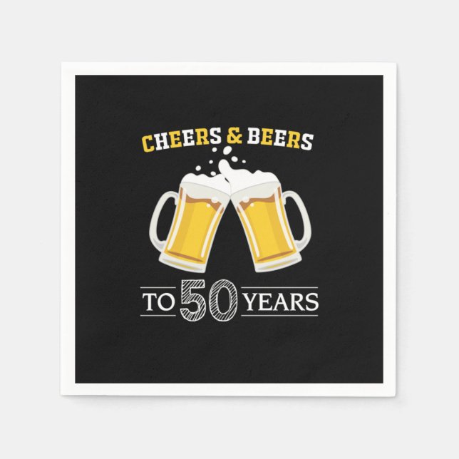 Beer Drinker Cheers and Beers to 50 Years Birthday Napkin (Front)