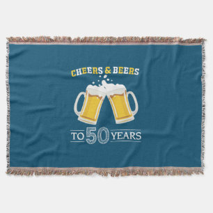 Beer Drinker Cheers and Beers to 50 Years Birthday Throw Blanket