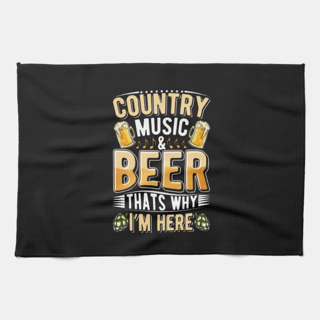 Beer Drinker Country Music Beer Drinking Birthday Tea Towel (Horizontal)
