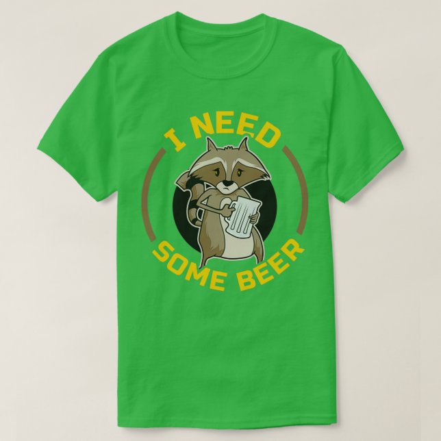 Beer Drinker Daily Evening Mood Racoon With Beer T-Shirt (Design Front)