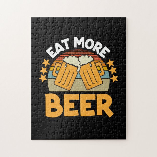 Beer Drinker Eat More Beer Funny Drinking Birthday Jigsaw Puzzle (Vertical)