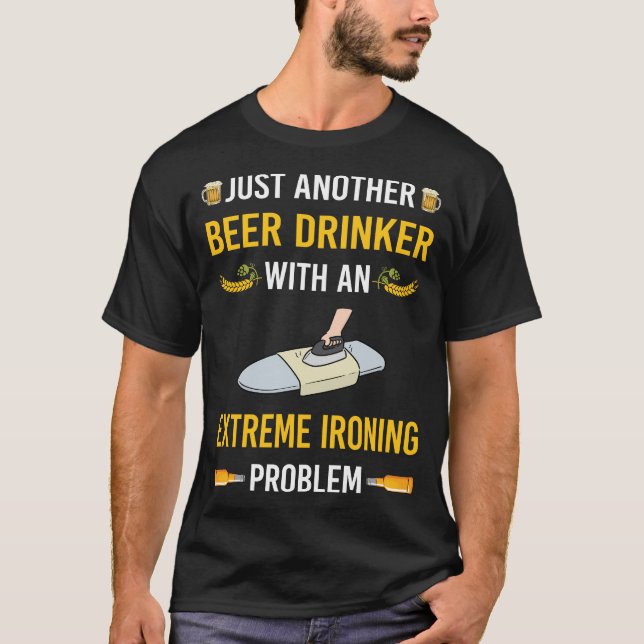 Beer Drinker Extreme Ironing T-Shirt (Front)