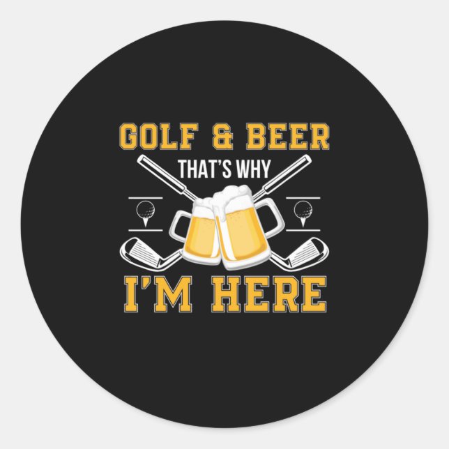 Beer Drinker Golf And Beer Birthday Classic Round Sticker (Front)