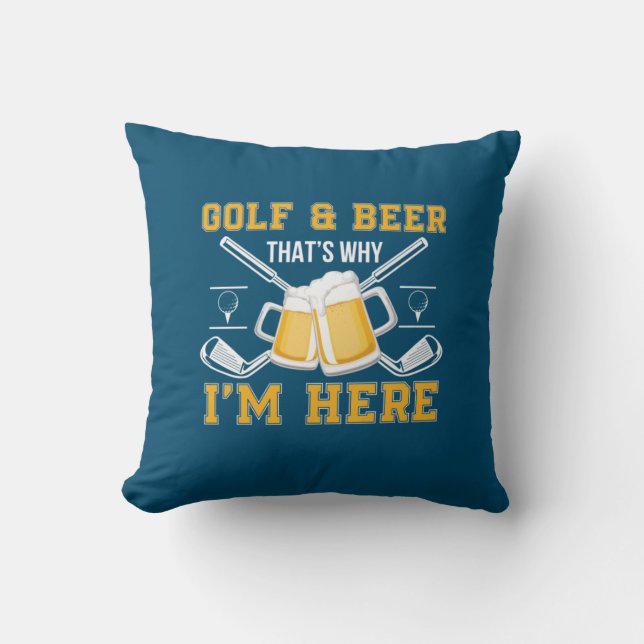 Beer Drinker Golf And Beer Birthday Cushion (Front)