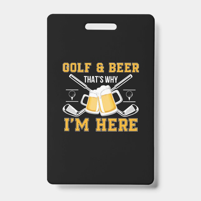 Beer Drinker Golf And Beer Birthday ID Badge (Front)