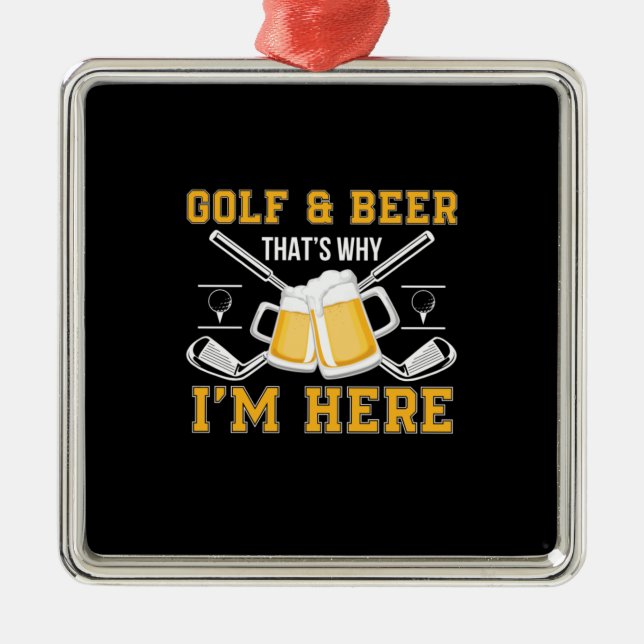 Beer Drinker Golf And Beer Birthday Metal Tree Decoration (Front)