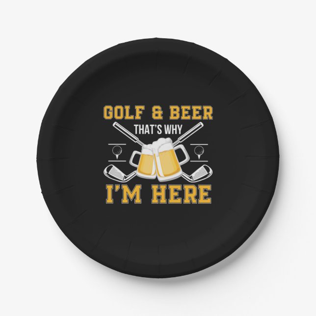 Beer Drinker Golf And Beer Birthday Paper Plate (Front)