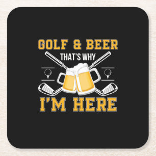 Beer Drinker Golf And Beer Birthday Square Paper Coaster