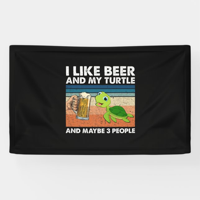 Beer Drinker I Like Beer And My Turtle Birthday Banner (Horizontal)