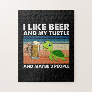 Beer Drinker I Like Beer And My Turtle Birthday Jigsaw Puzzle