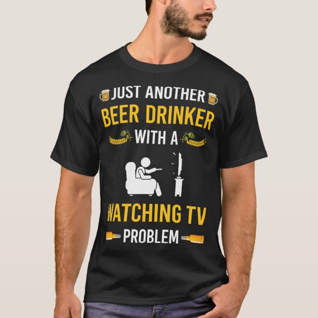 Beer Drinker Watching TV T-Shirt (Front)