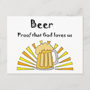 Beer Drinker's Cartoon with Mug and Sun Postcard