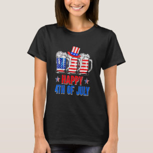 Beer Drinking American Flag Happy 4th Of July Part T-Shirt