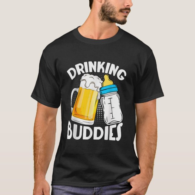 Beer Drinking Buddies Dad Son Daughter Fist Father T-Shirt (Front)
