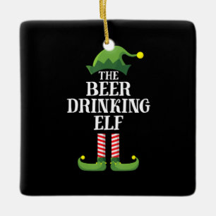 Beer Drinking Christmas Birthday Ceramic Ornament