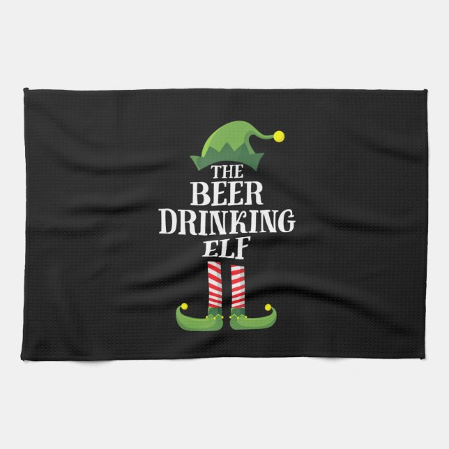 Beer Drinking Christmas Birthday Tea Towel (Horizontal)