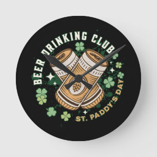 Beer Drinking Club St. Paddy's Day Round Clock