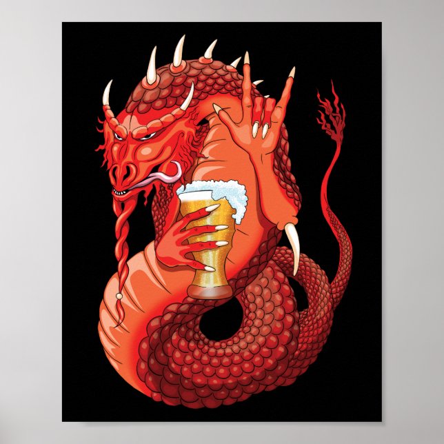 Beer Drinking Dragon Poster (Front)