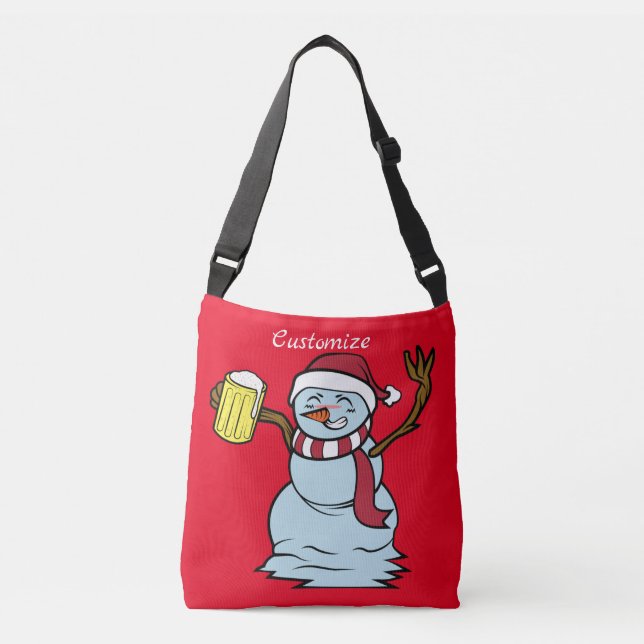 Beer-drinking Drunk Snowman Thunder_Cove Crossbody Bag (Front)