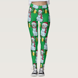 Beer-drinking Drunk Snowman Thunder_Cove Leggings