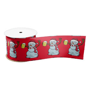 Beer-drinking Drunk Snowman Thunder_Cove Satin Ribbon