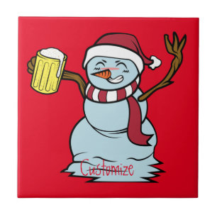 Beer-drinking Drunk Snowman Thunder_Cove Tile