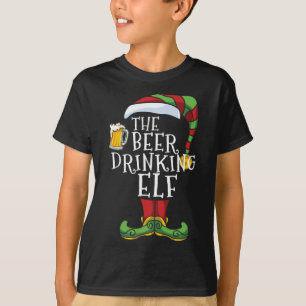 Beer Drinking Elf Family Matching Christmas Funny T-Shirt