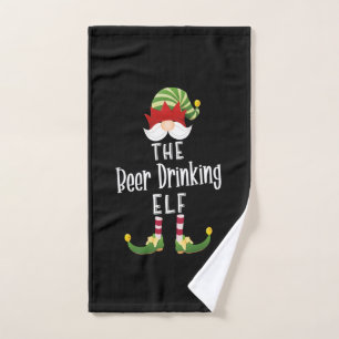 Beer Drinking Elf Group Christmas Birthday Hand Towel