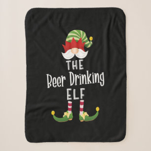 Beer Drinking Elf Group Christmas Birthday Sherpa Blanket