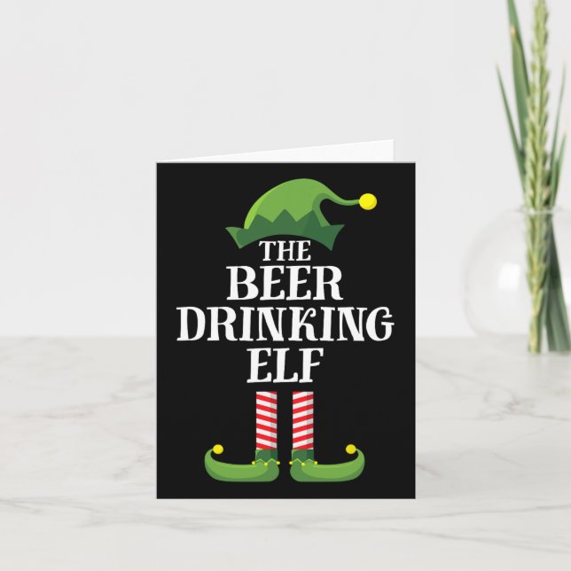 Beer Drinking Elf Matching Family Group Christmas  Card (Front)