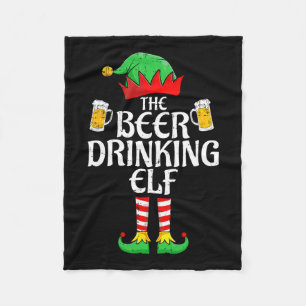 Beer Drinking Elf Matching Family Group Christmas  Fleece Blanket