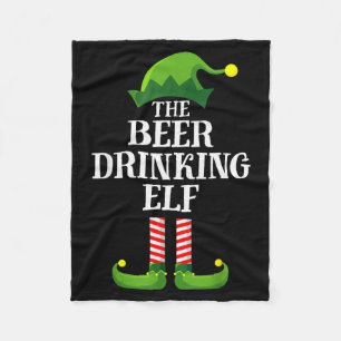 Beer Drinking Elf Matching Family Group Christmas  Fleece Blanket