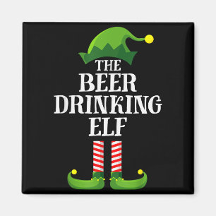 Beer Drinking Elf Matching Family Group Christmas Magnet