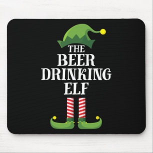 Beer Drinking Elf Matching Family Group Christmas Mouse Pad