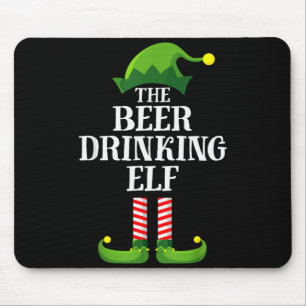 Beer Drinking Elf Matching Family Group Christmas  Mouse Pad