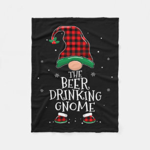 Beer Drinking Gnome Xmas Family Matching Christmas Fleece Blanket