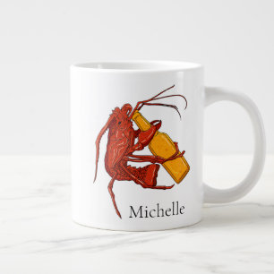 Beer Drinking Lobster Personalised Named Large Coffee Mug